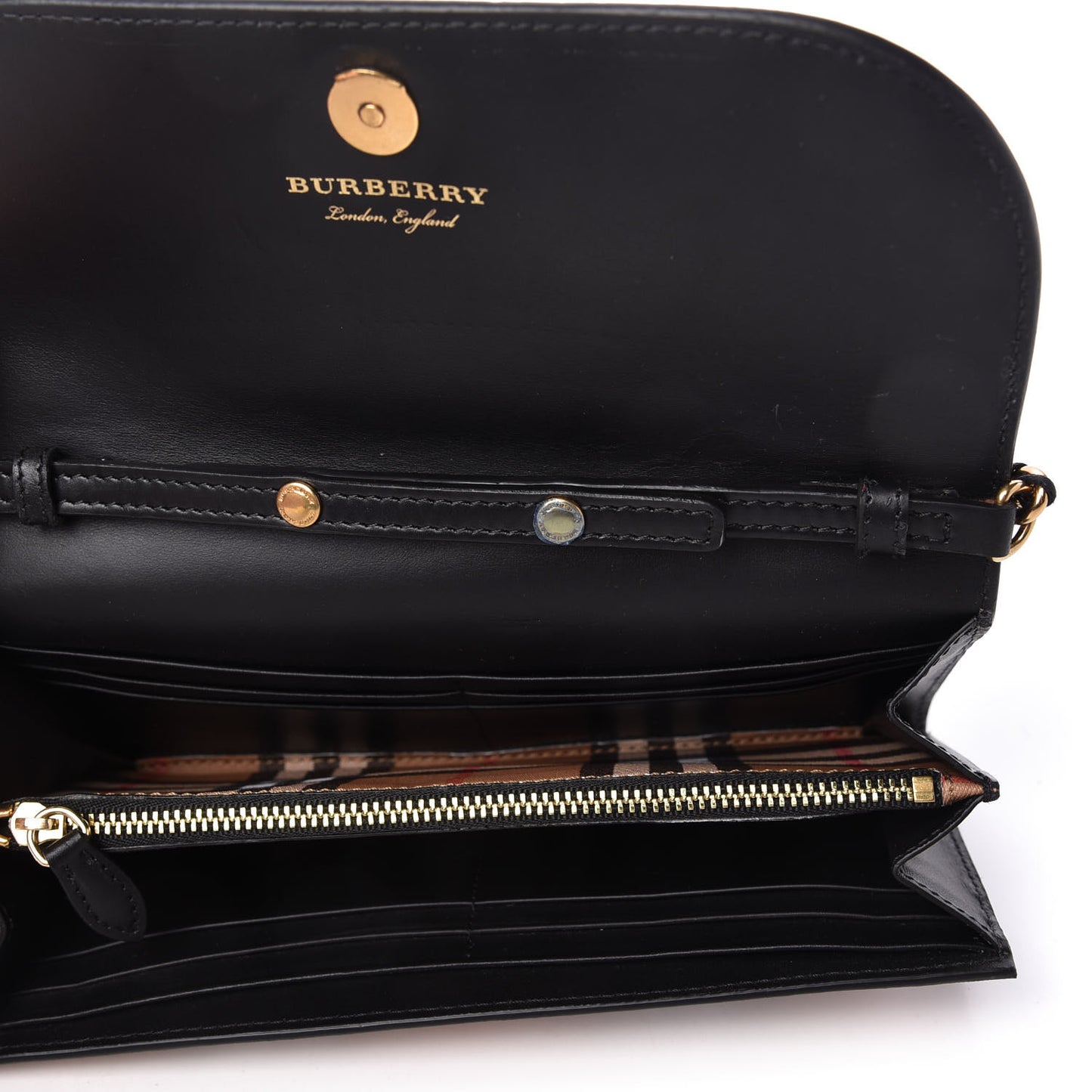 Vintage Check Henley Wallet On Chain Black