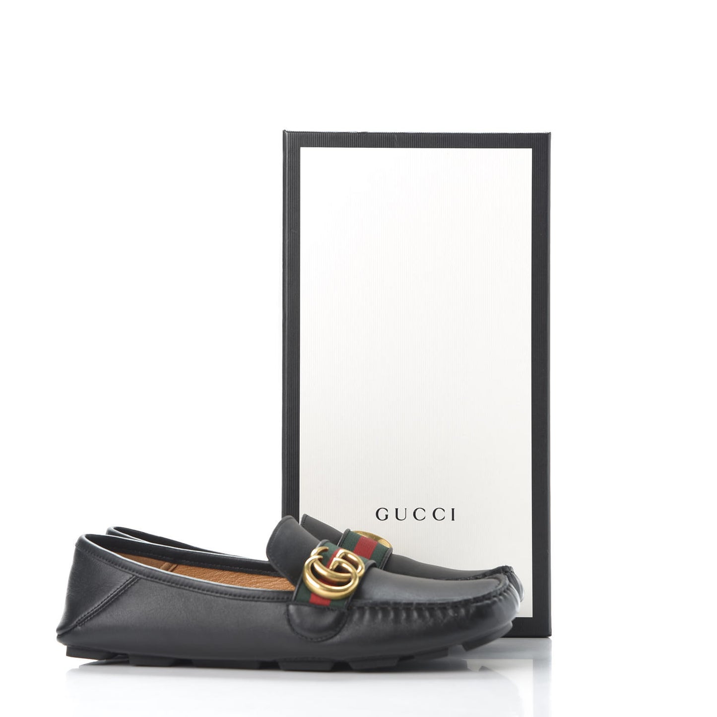 Calfskin Womens Noel Web Driver Loafers 38.5 Black