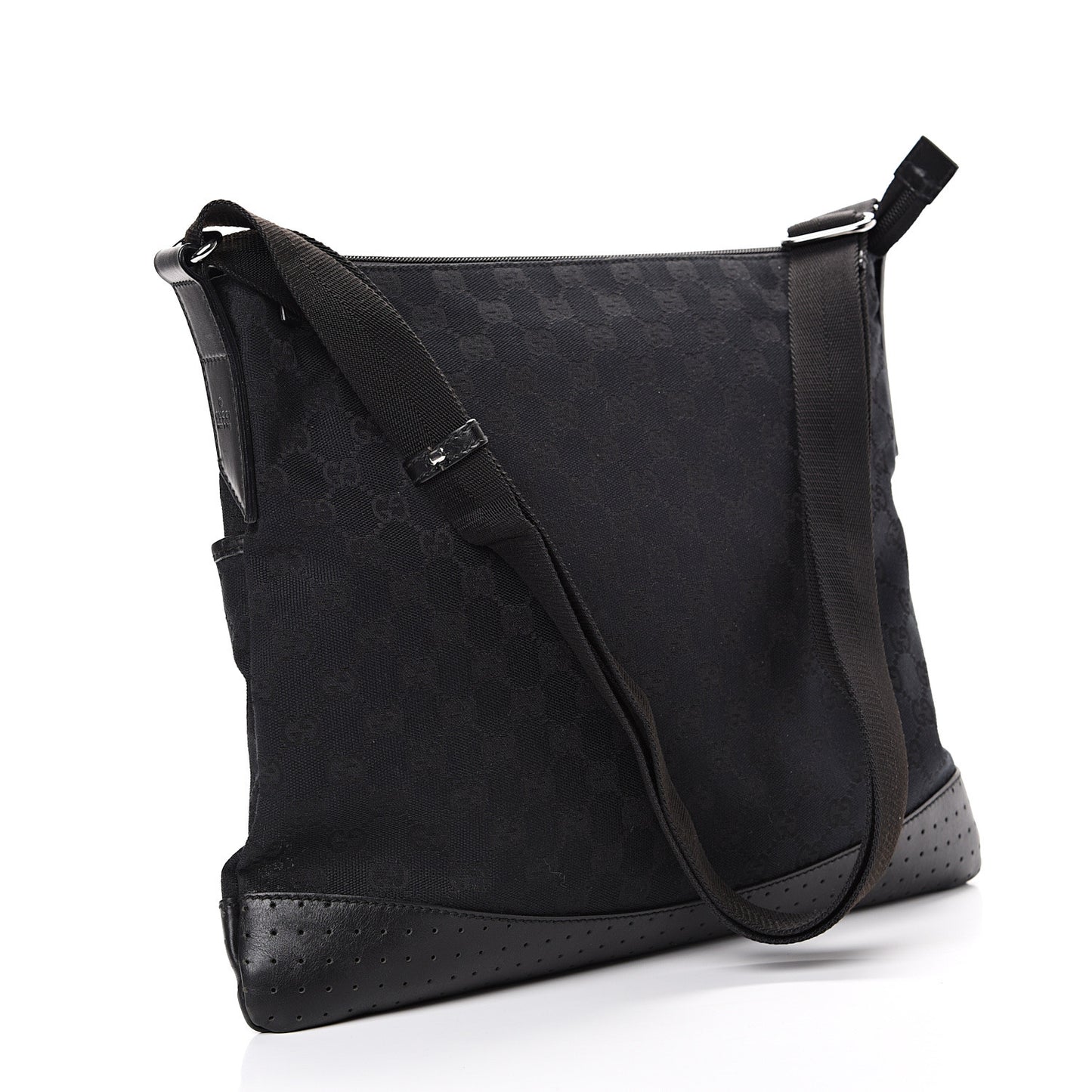 Monogram Perforated Calfskin Messenger Black