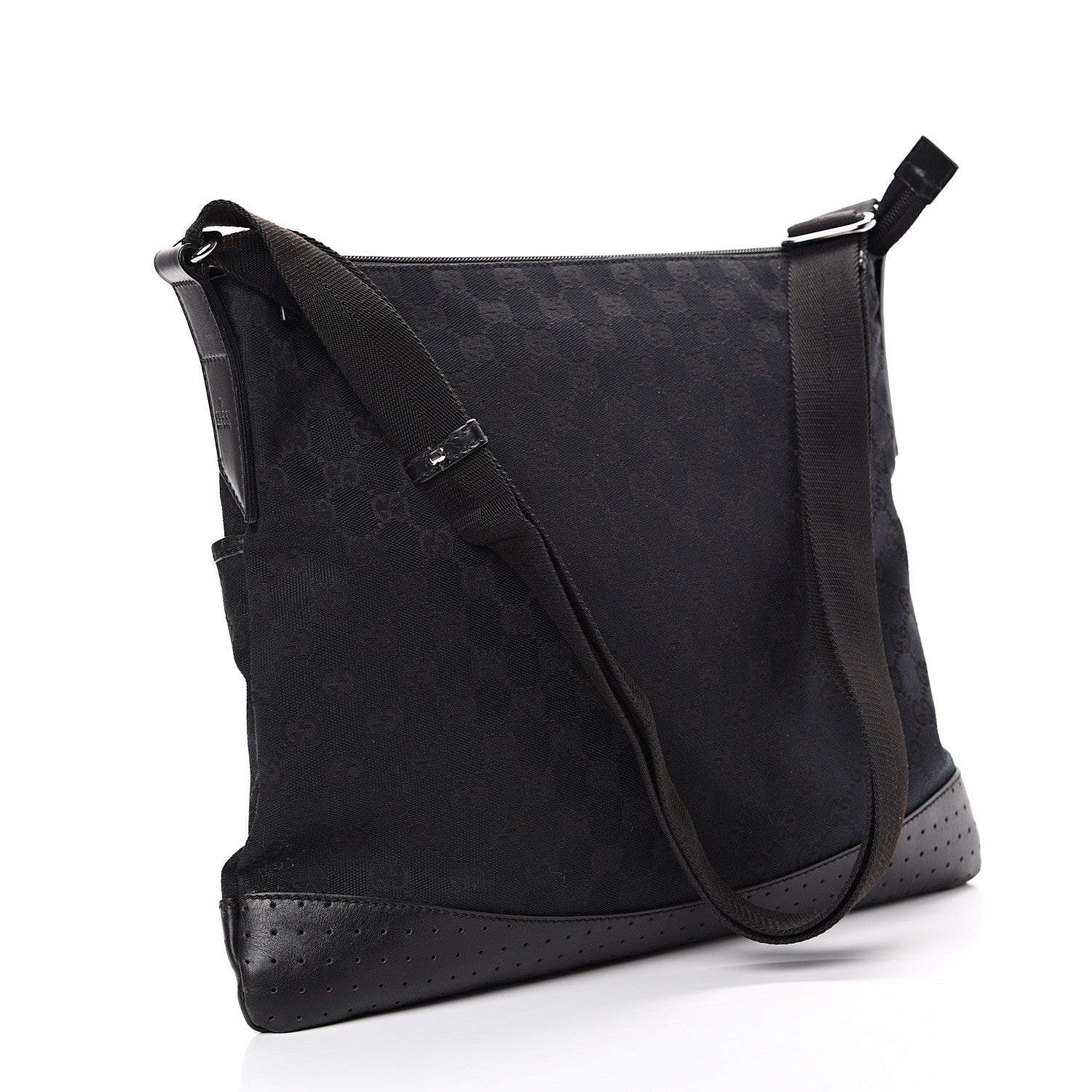 Gucci Monogram Perforated Calfskin Messenger Black 2 of 10