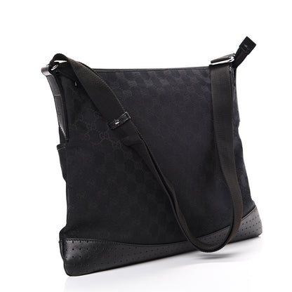Gucci Monogram Perforated Calfskin Messenger Black 2 of 10