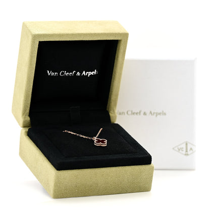 Van Cleef & Arpels 18K Rose Gold Carnelian Sweet Alhambra Pendant Necklace 6 of 6