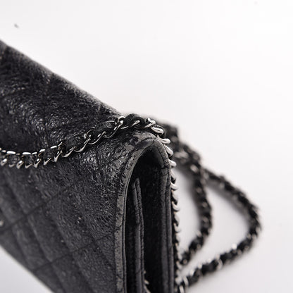 Chanel Crackled Calfskin Wallet On Chain WOC Black 9 of 10
