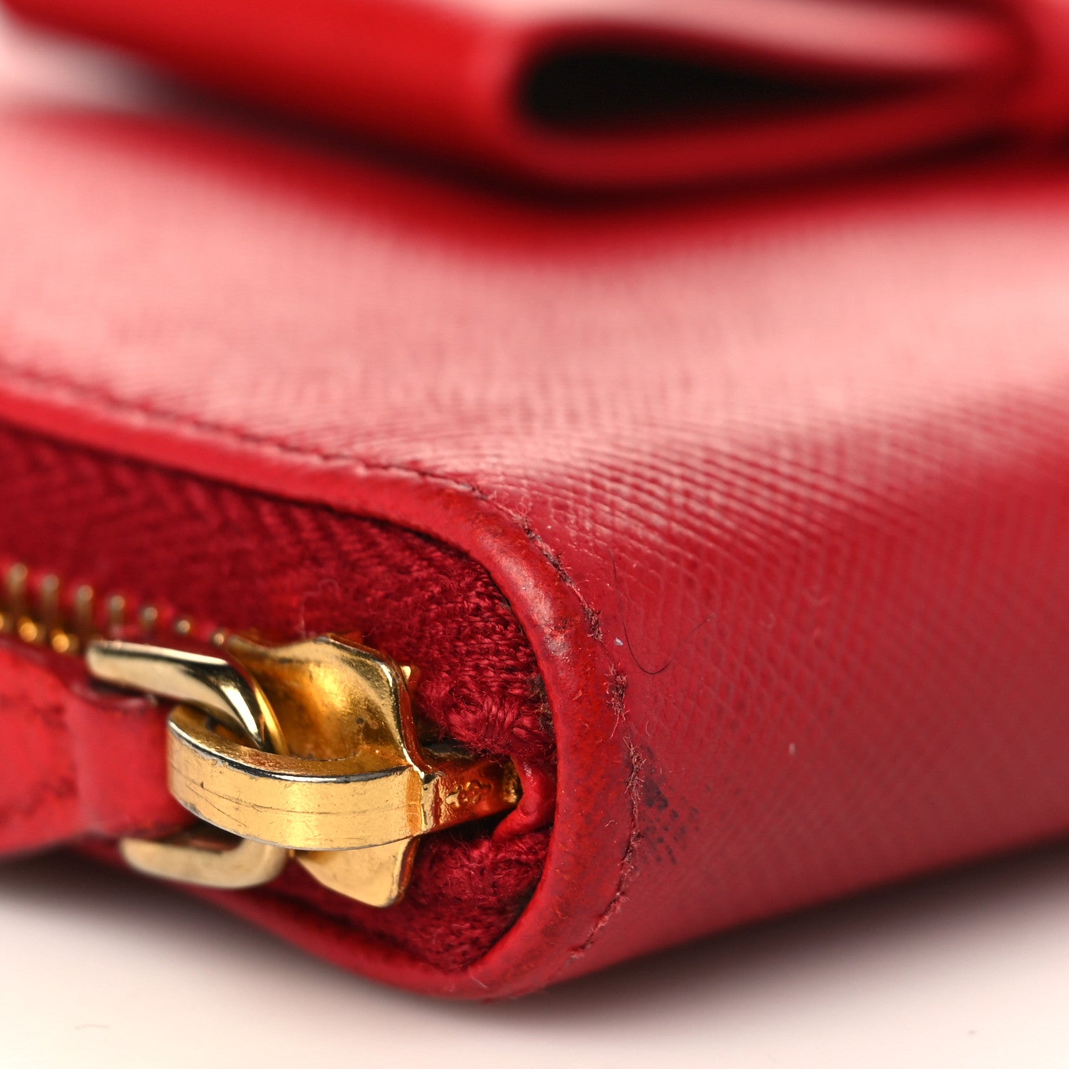 Prada Saffiano Fiocco Bow Zip Around Wallet Fuoco 7 of 8