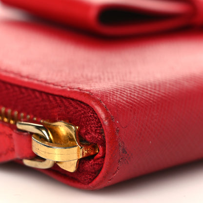 Prada Saffiano Fiocco Bow Zip Around Wallet Fuoco 7 of 8