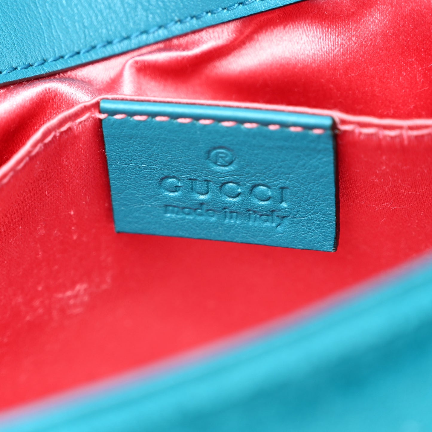 Velvet Matelasse Mini GG Marmont Shoulder Bag Pavone Cyan