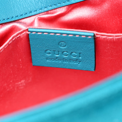 Gucci Velvet Matelasse Mini GG Marmont Shoulder Bag Pavone Cyan 6 of 11