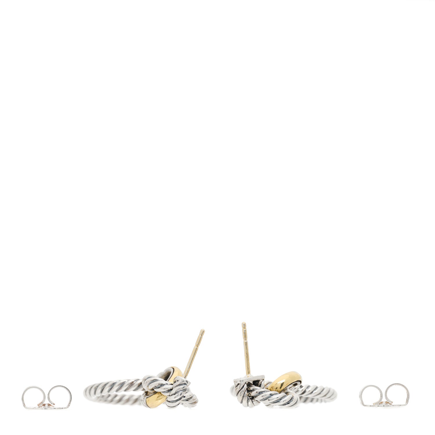 David Yurman Sterling Silver 18K Yellow Gold Doorknocker Earrings 3 of 4