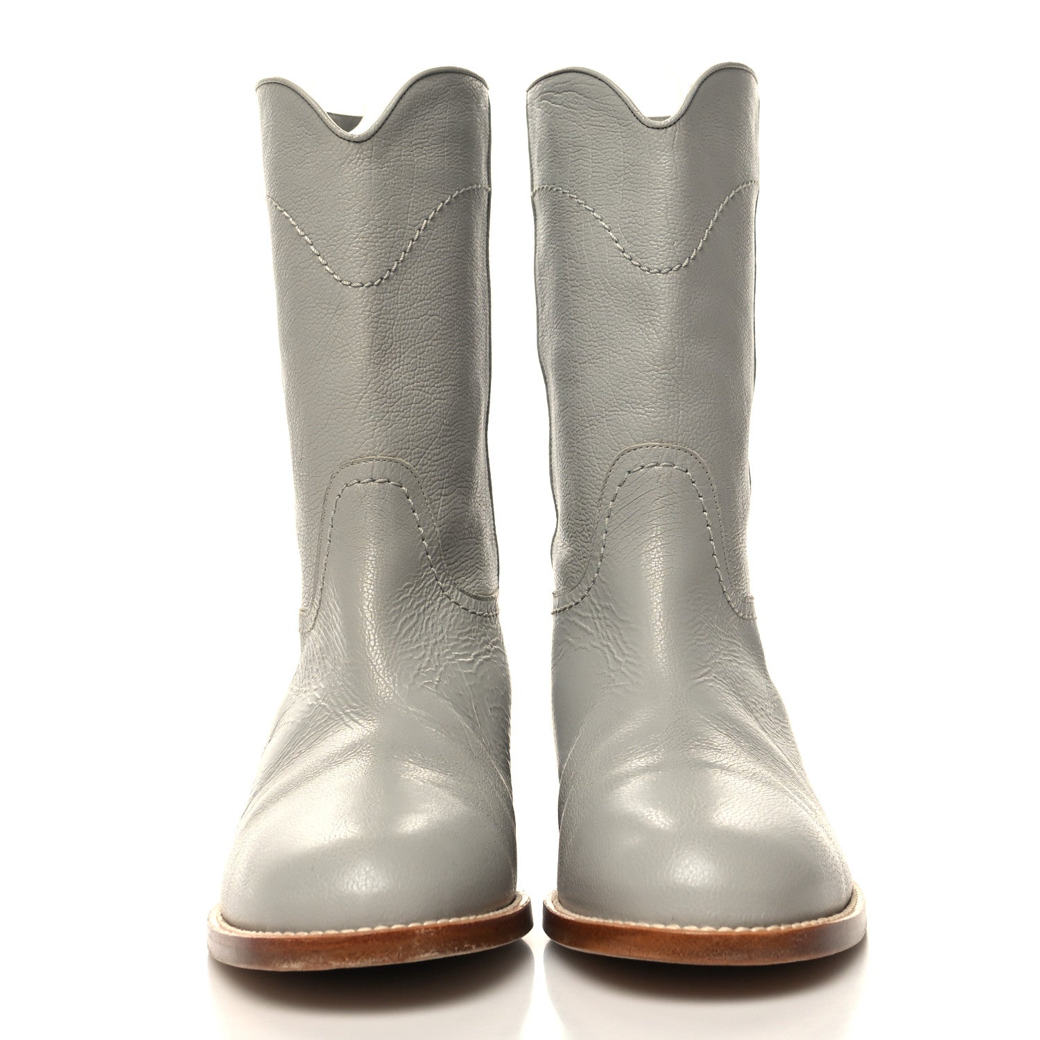Chanel Calfskin Ascot CC Boots 37 Gray 2 of 8