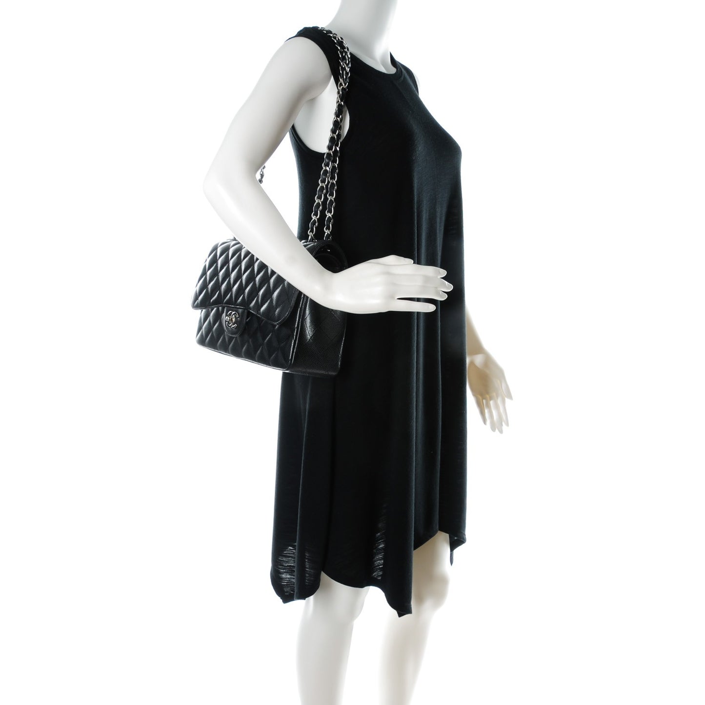 Caviar Quilted Jumbo Double Flap Black