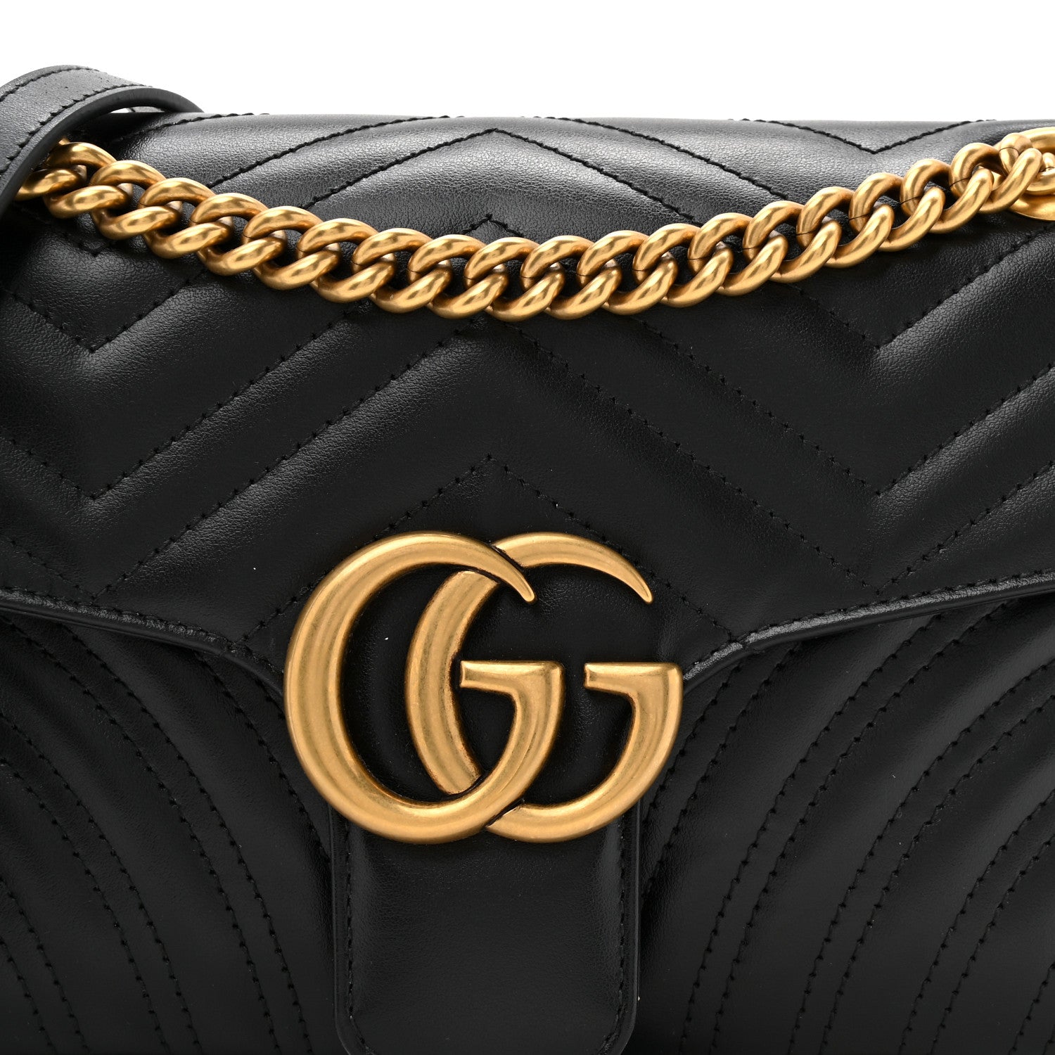 Gucci Calfskin Matelasse Small GG Marmont Shoulder Bag Black 8 of 10
