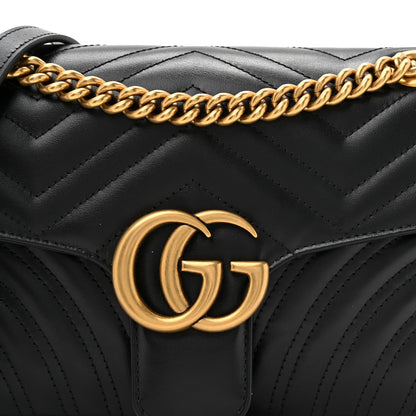 Gucci Calfskin Matelasse Small GG Marmont Shoulder Bag Black 8 of 10