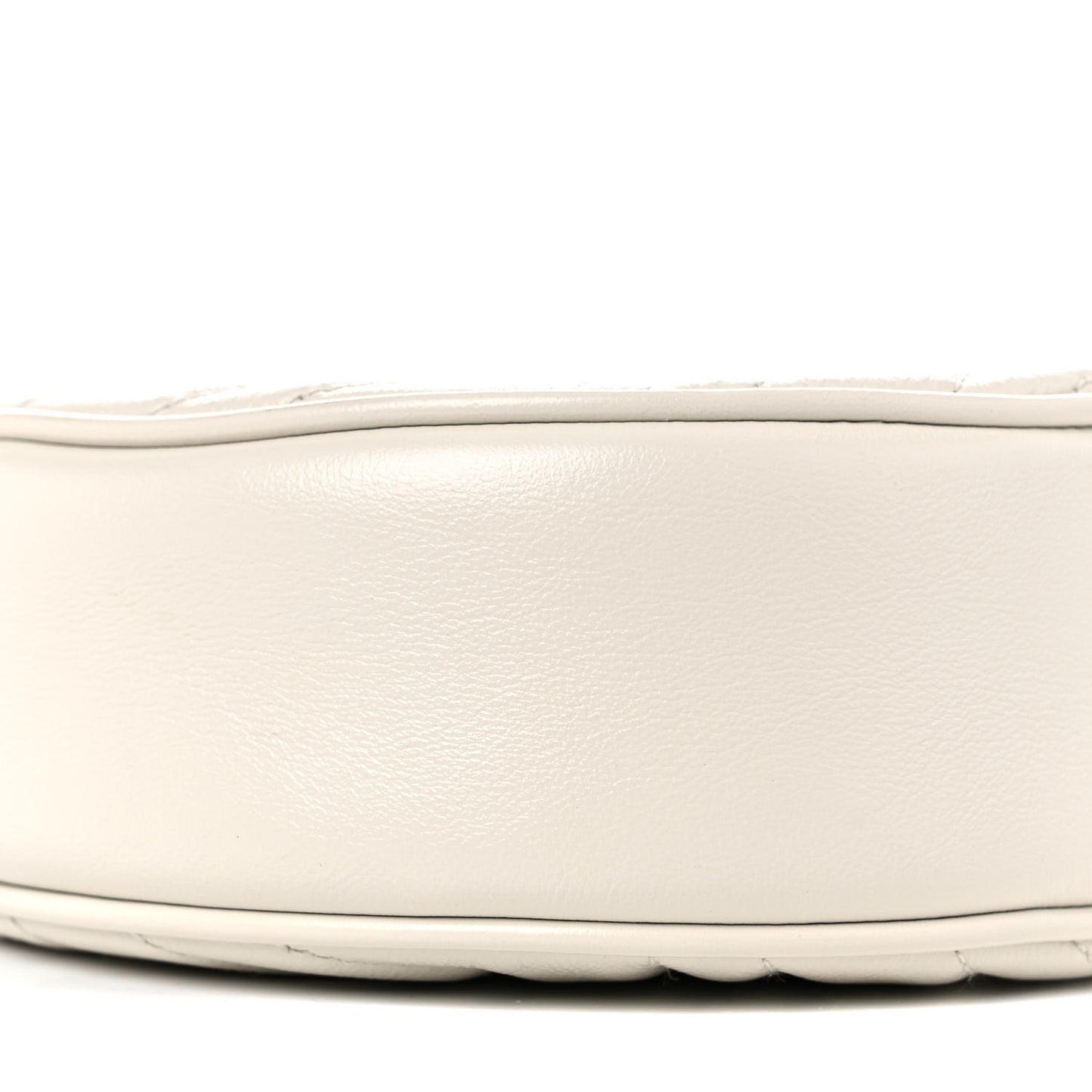 Calfskin Matelasse Mini GG Marmont Round Shoulder Bag White
