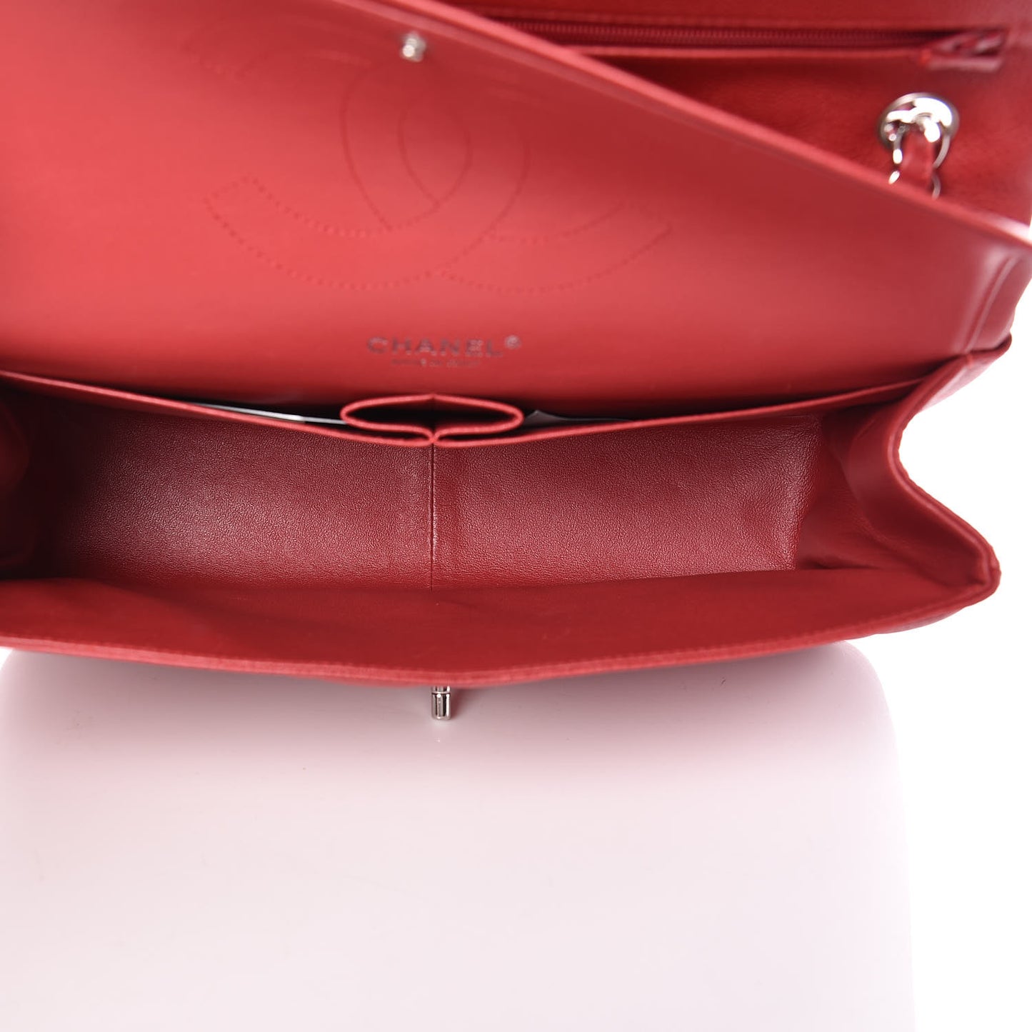 Caviar Quilted Jumbo Double Flap Red