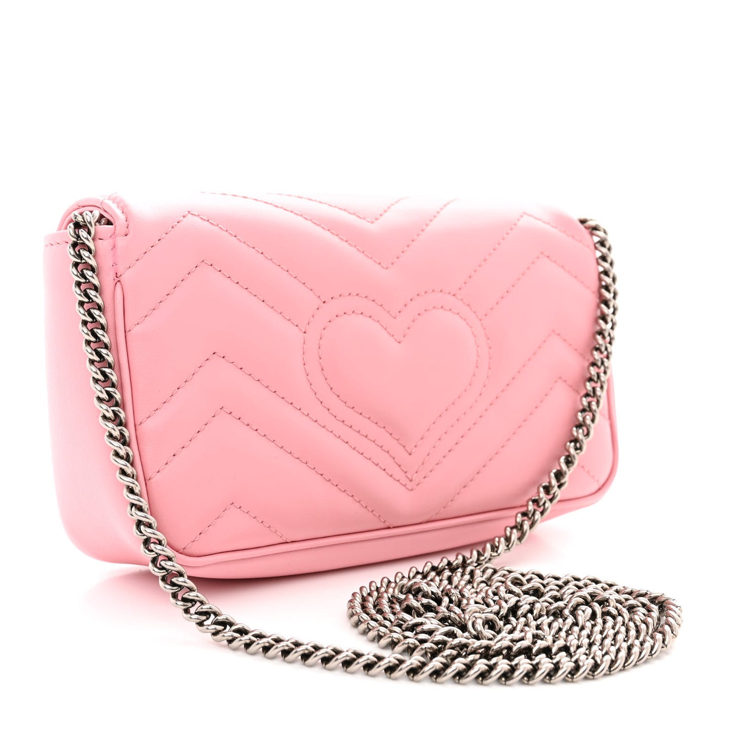 Calfskin Matelasse Super Mini GG Marmont Shoulder Bag Wild Rose