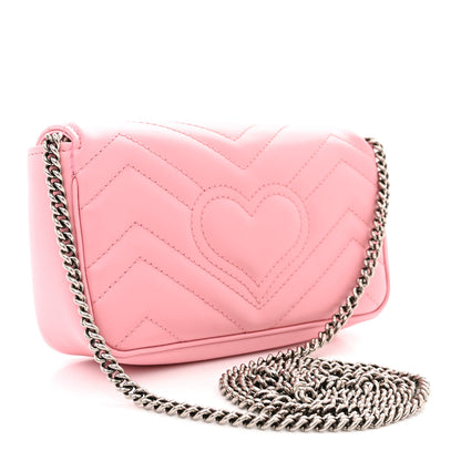 Gucci Calfskin Matelasse Super Mini GG Marmont Shoulder Bag Wild Rose 4 of 11