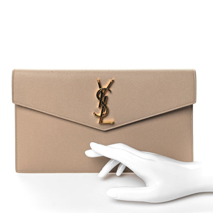 Saint Laurent Grain De Poudre Uptown Pouch Dark Beige 2 of 9