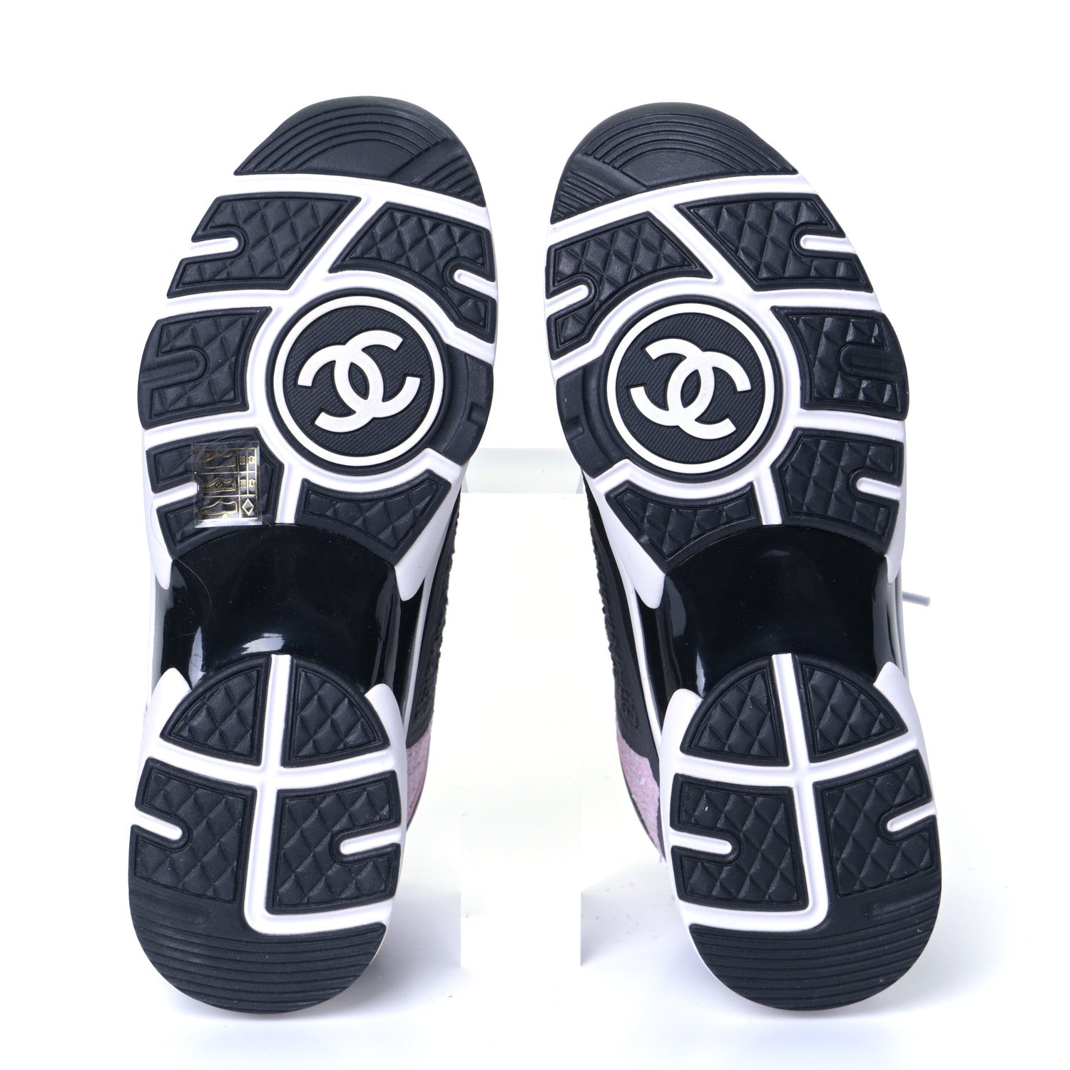 Chanel Tweed Suede Calfskin CC Sneakers 40 Gray Pink 11 of 17