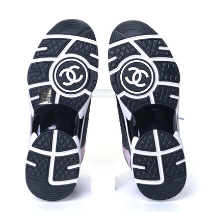 Chanel Tweed Suede Calfskin CC Sneakers 40 Gray Pink 11 of 17