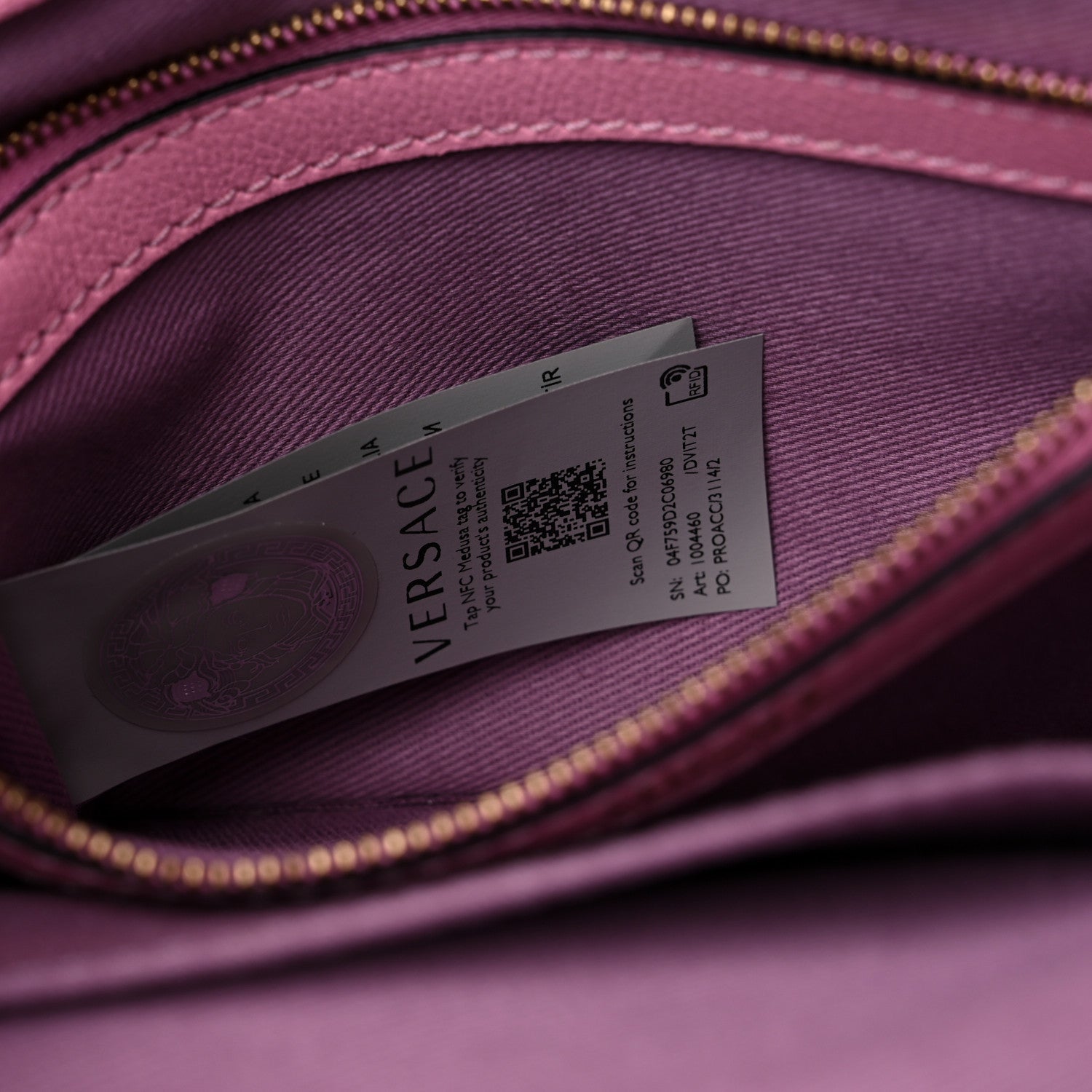 Versace Grained Calfskin Small La Medusa Chain Tote Pink 7 of 14