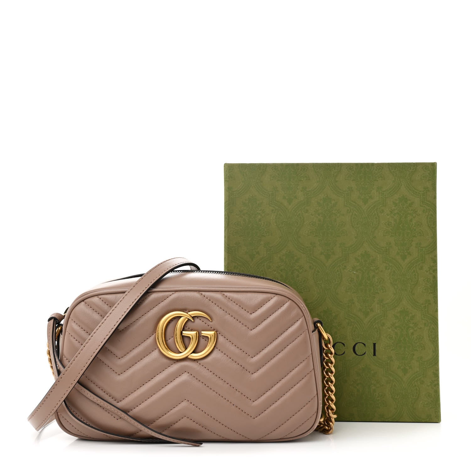 Gucci Calfskin Matelasse Small GG Marmont Chain Shoulder Bag Porcelain Rose 14 of 14