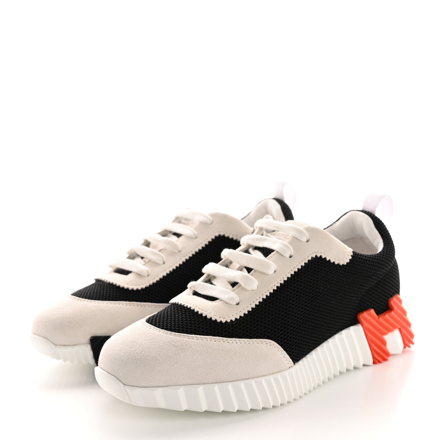 Air Mesh Suede Goatskin Bouncing Sneakers 39.5 Black Orange