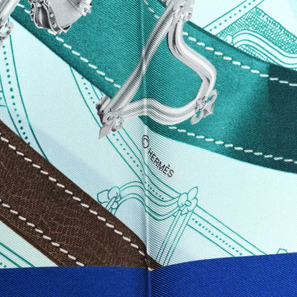Hermes Silk Cavalcadour Scarf 90 Marine Ciel Vert 3 of 4