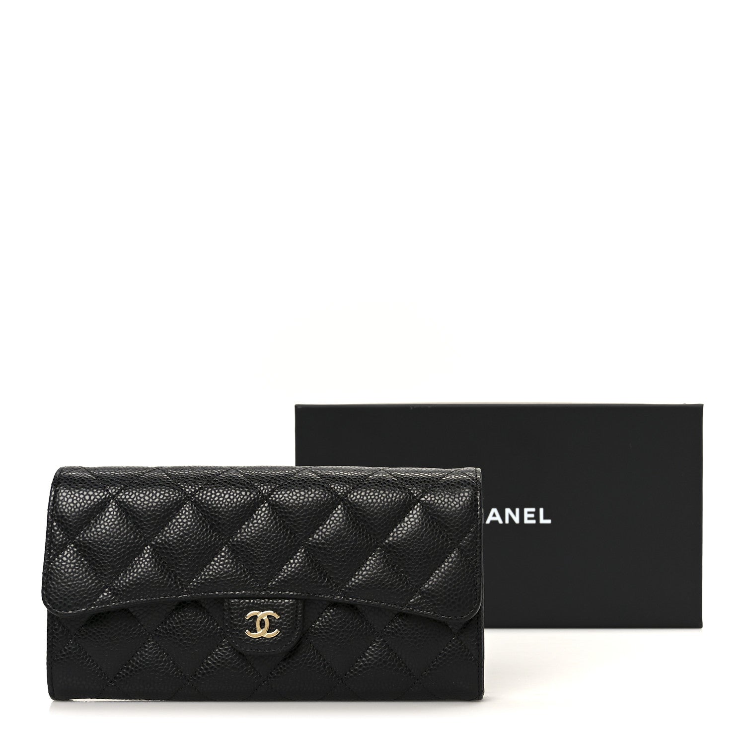 Chanel Caviar Quilted Large Gusset Flap Wallet Black 10 of 10