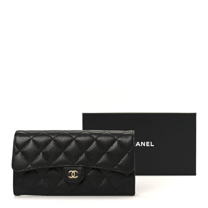 Chanel Caviar Quilted Large Gusset Flap Wallet Black 10 of 10