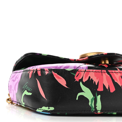 Gucci X KEN SCOTT Calfskin Matelasse Floral Print Super Mini GG Marmont Shoulder Bag Black 9 of 9