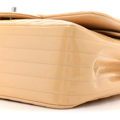 Chanel Patent Chevron Quilted Jumbo Double Flap Beige 9 of 12