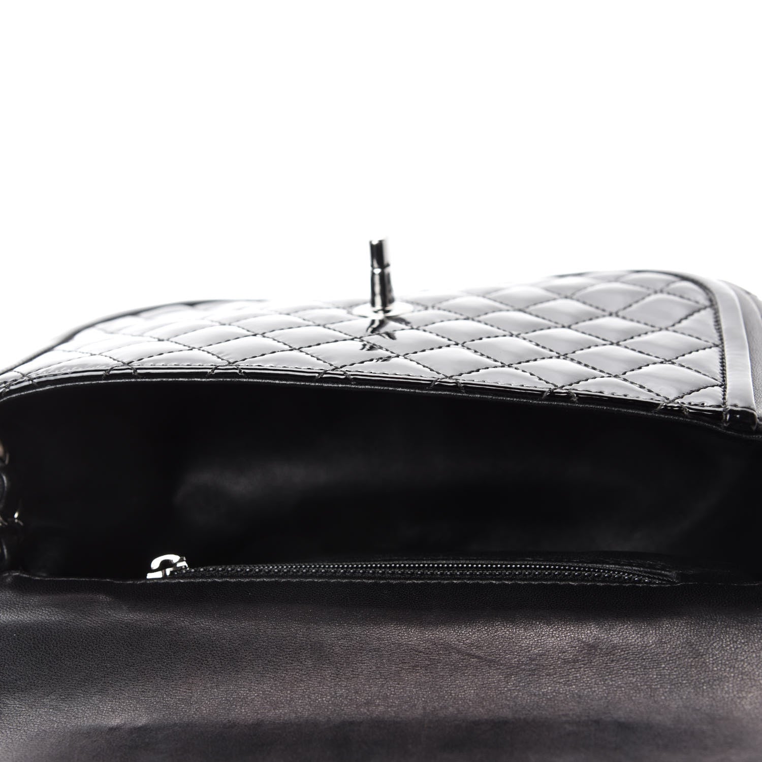 Chanel Lambskin Patent Classic Twist Crescent Flap Bag Black 5 of 10