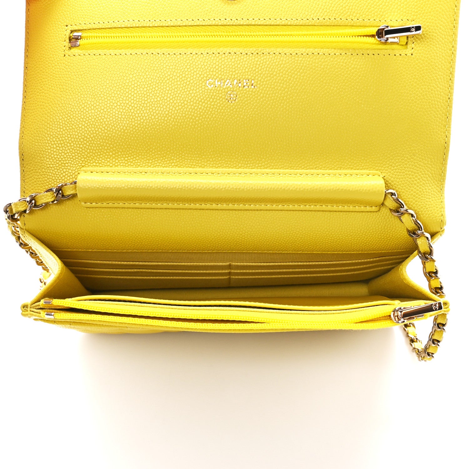 Chanel Caviar Quilted Wallet on Chain WOC Yellow 5 of 12