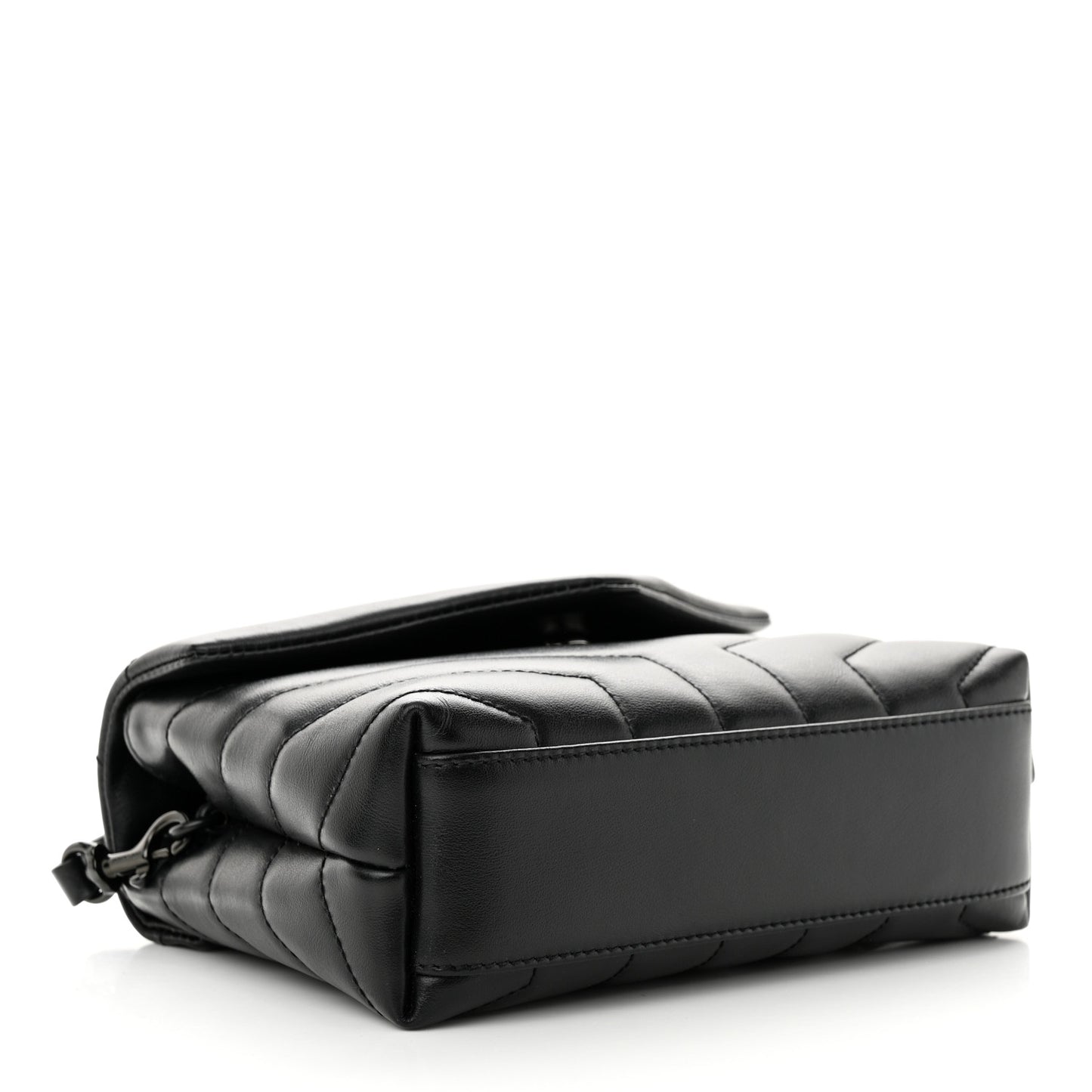 Calfskin Y Quilted Monogram Monochrome Toy Loulou Crossbody Bag Black