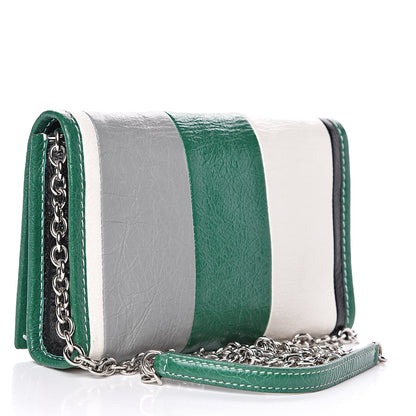Balenciaga Agneau Arena Multicolore Bazar Chain Shoulder Bag Green Grey Black 3 of 10