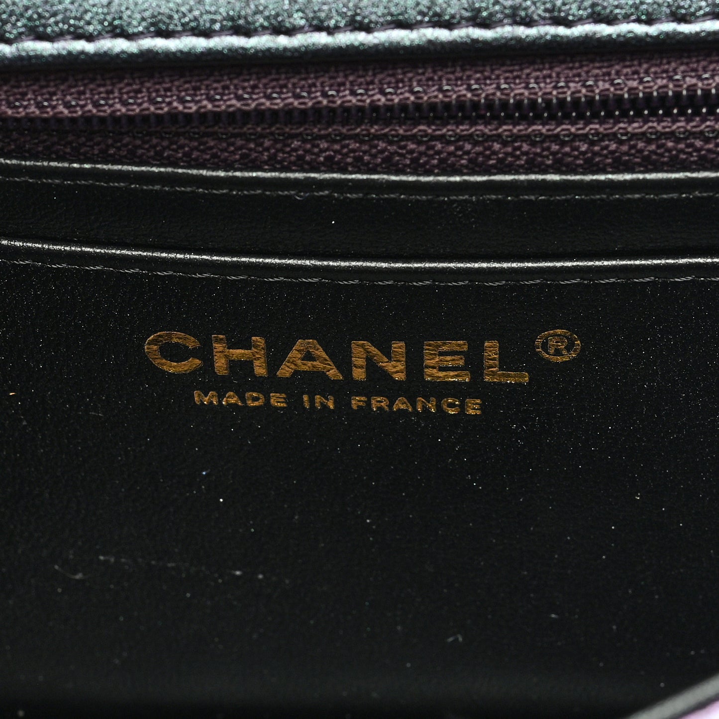 Iridescent Lambskin Quilted Mini Rectangular Flap Black
