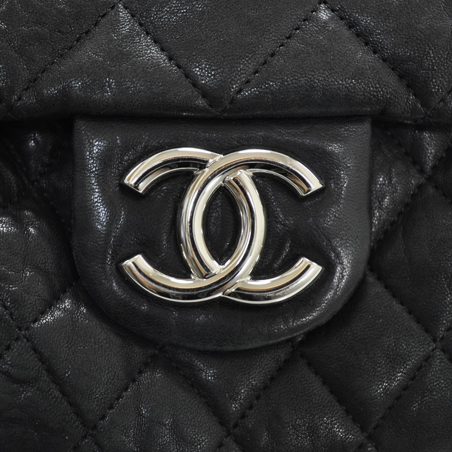 Chanel Washed Lambskin Chain Around Maxi Flap Bag Black 10 of 10