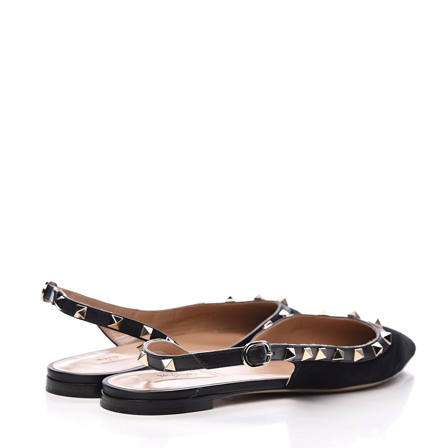 Suede Rockstud Slingback Flats 41 Black