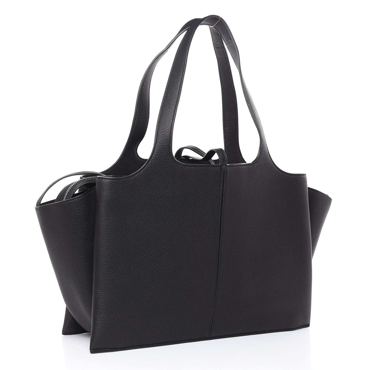 Baby Grained Calfskin Medium Tri-Fold Bag Black