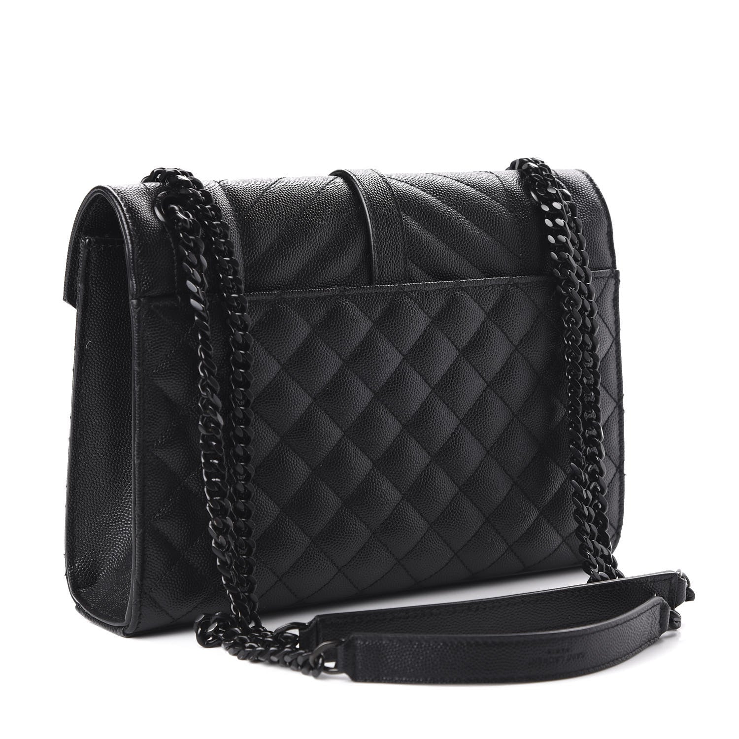 Saint Laurent Grain De Poudre Textured Mixed Matelasse Triquilt Medium Monogram Satchel Black 3 of 9