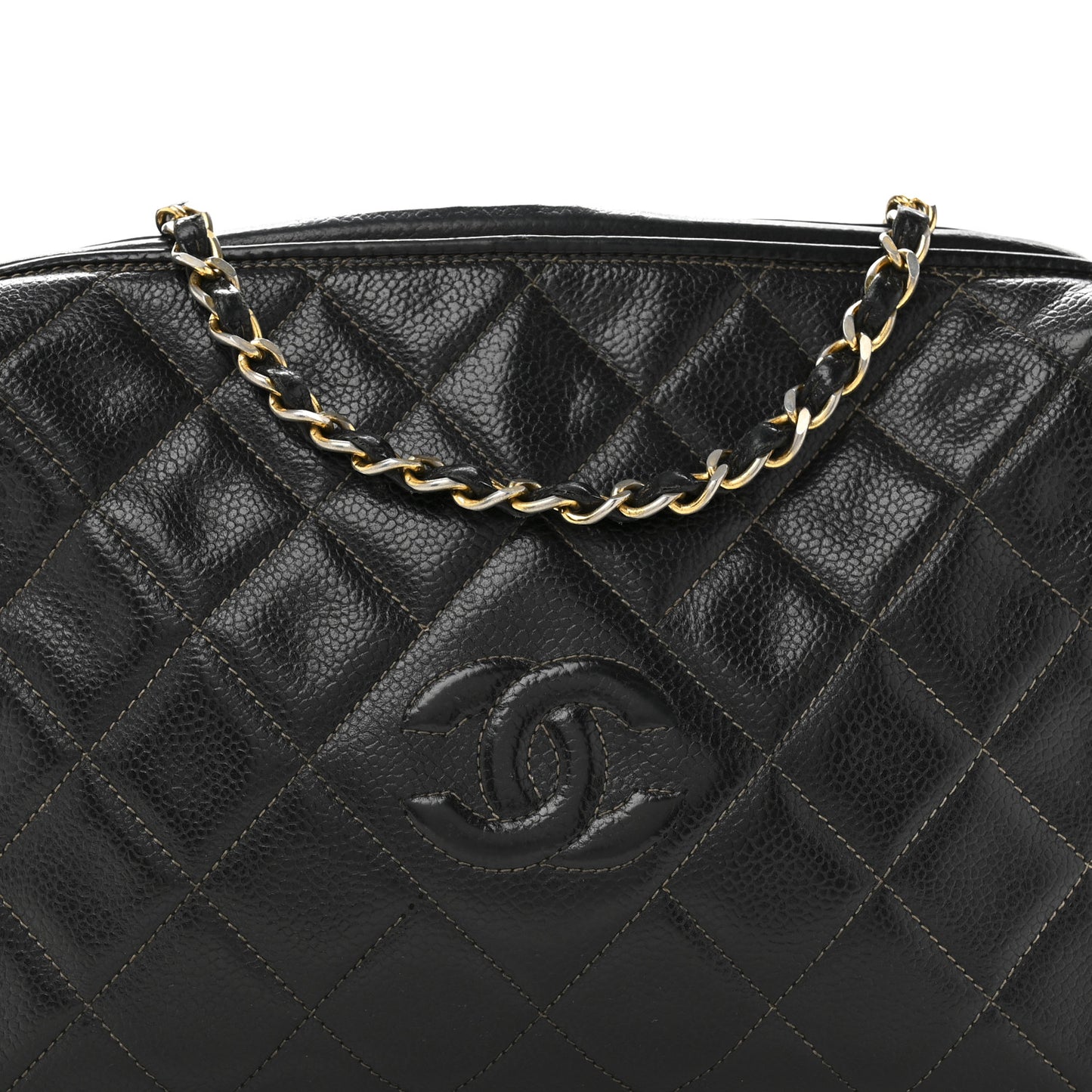 Caviar Quilted Camera Case Black