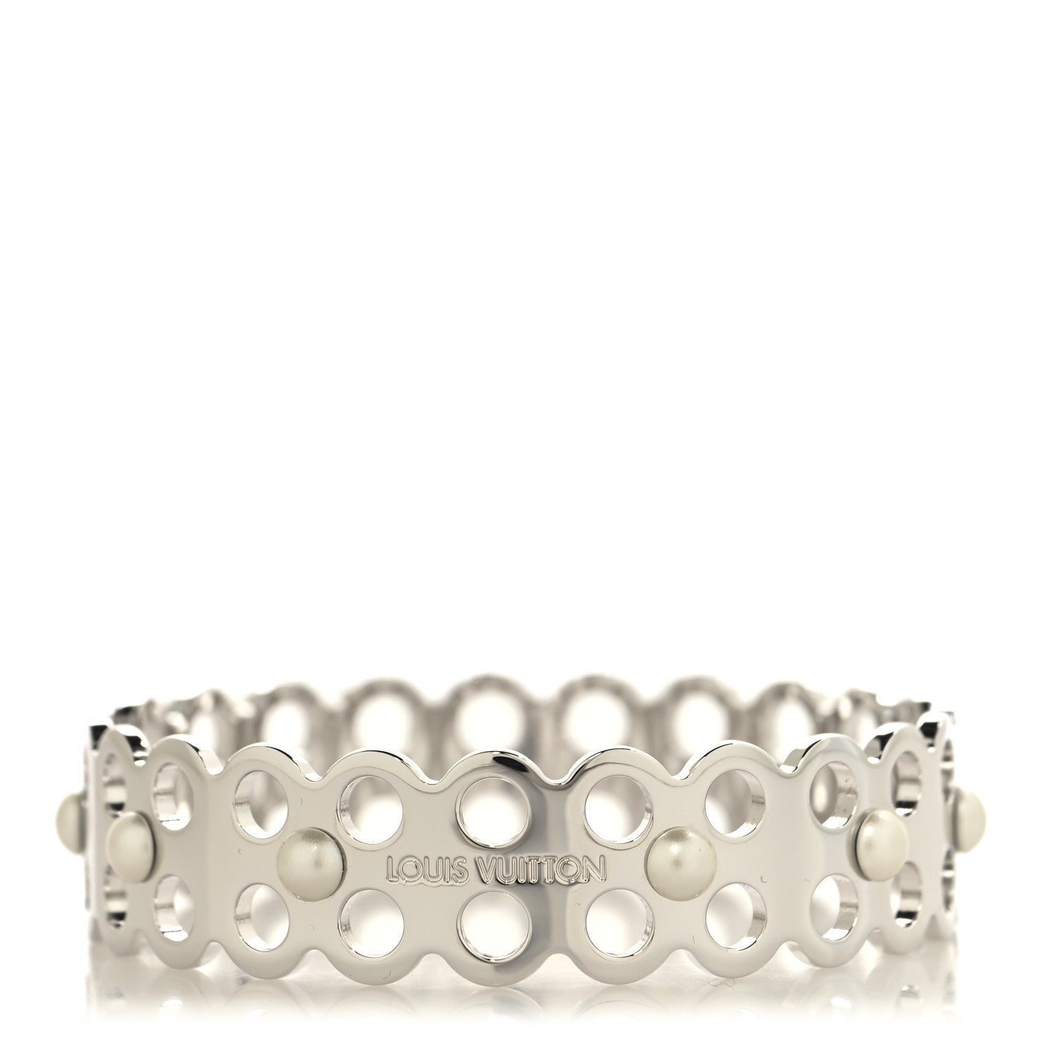 Louis Vuitton Metal Pearl Narrow Hide and Seek Bracelet M Silver 1 of 5