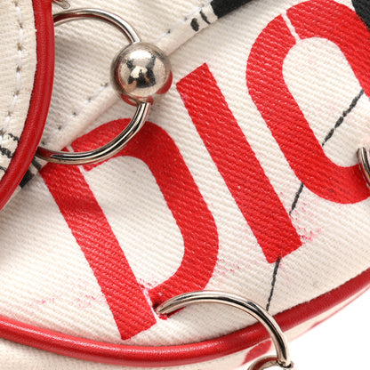 Christian Dior Canvas Hardcore Pierced Saddle Bag White Red Black 11 of 12