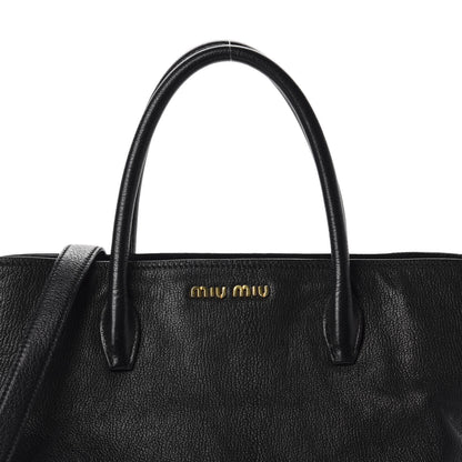 Miu Miu Goatskin Madras Top Handle Tote Black 12 of 12
