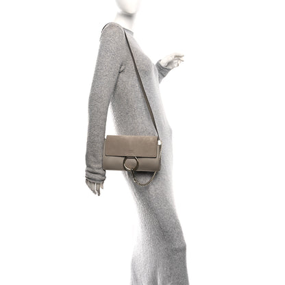 Chloe Suede Calfskin Small Faye Shoulder Bag Motty Grey 2 of 10