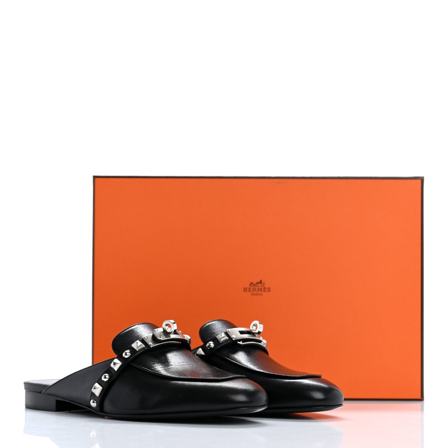 Goatskin Medor Studded Oz Mules 37.5 Black