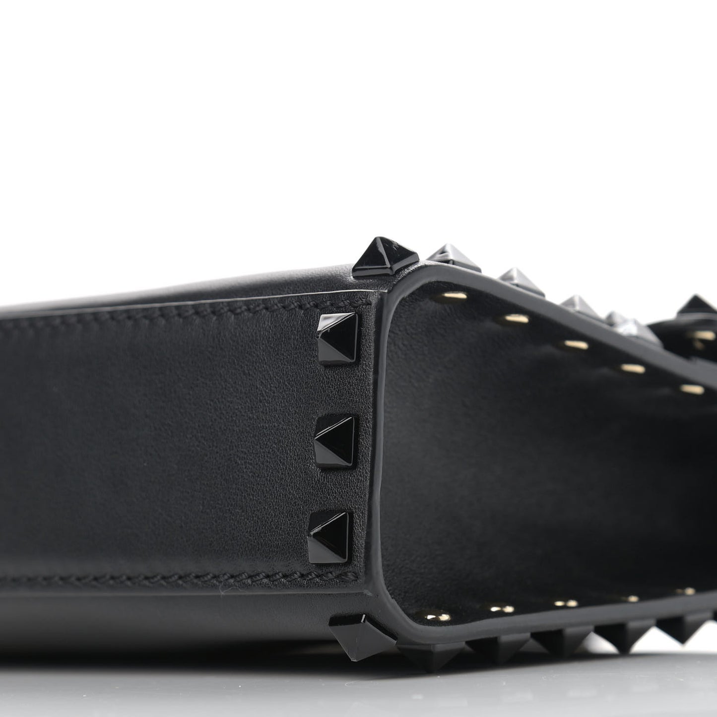 Vitello Monochrome Medium Rockstud Flip Lock Crossbody Bag Black
