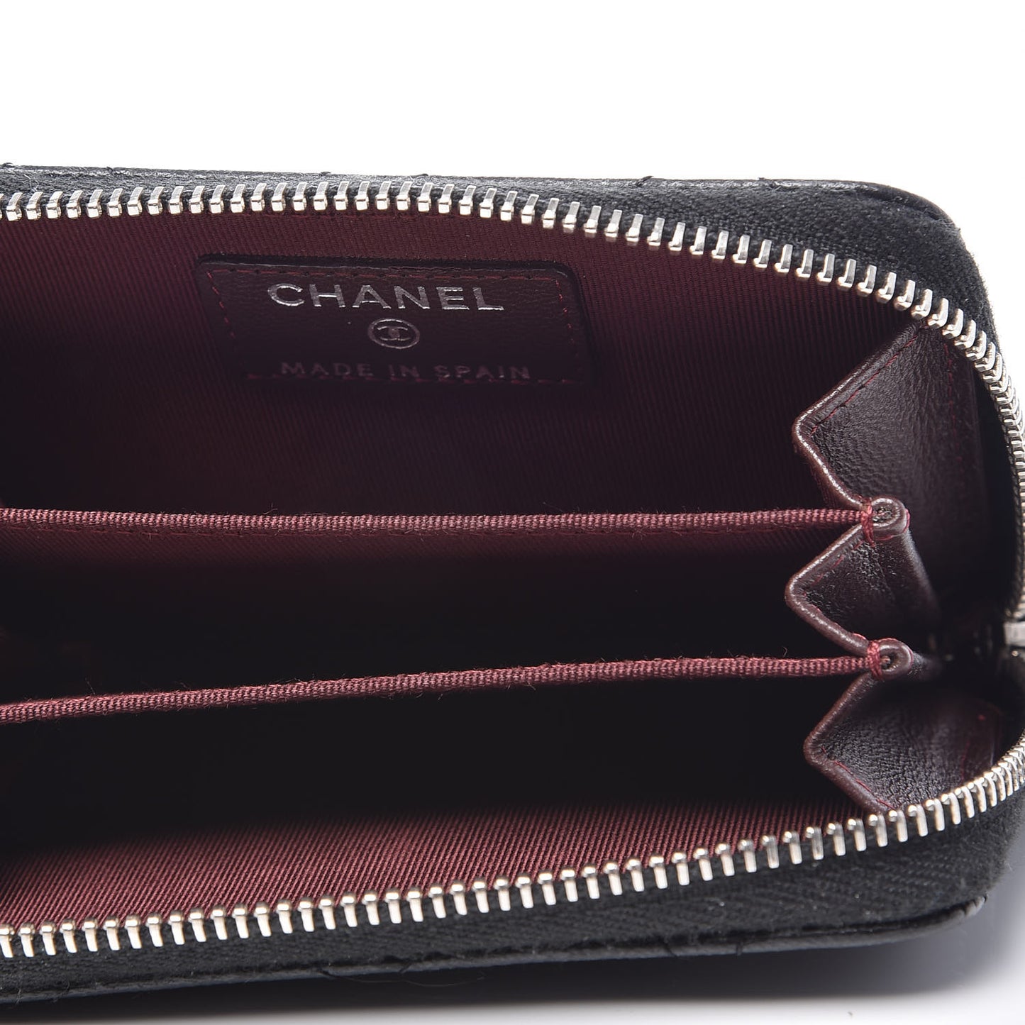 Lambskin Quilted Zip Coin Purse Black