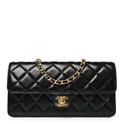 Chanel Shiny Lambskin Quilted Flap Clutch Bag Black 1 of 10