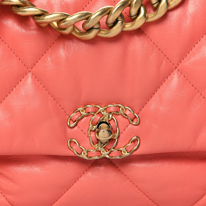 Chanel Lambskin Quilted Large Chanel 19 Flap Coral 8 of 12
